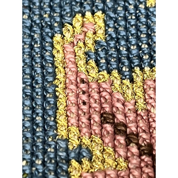 Hand Embroidered Floral Table Runner Tapestry Eastern European Turkish Blue Red - Picture 10 of 10